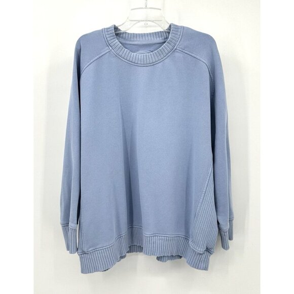 AERIE down to earth sweatshirt oversized slouchy crewneck long sleeve blue XL - Picture 4 of 7